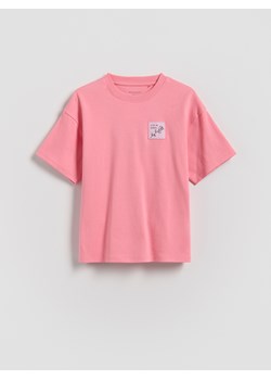 Reserved - T-shirt z nadrukiem na plecach - różowy ze sklepu Reserved w kategorii Bluzki dziewczęce - zdjęcie 188313210