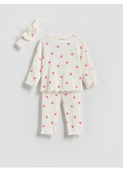Reserved - Bawełniany komplet z opaską - złamana biel ze sklepu Reserved w kategorii Komplety niemowlęce - zdjęcie 188313453