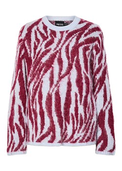 Pieces Sweter "Mynthe" w kolorze błękitno-czerwonym ze sklepu Limango Polska w kategorii Swetry damskie - zdjęcie 188313884