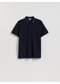 Reserved - Koszulka polo z bawełny merceryzowanej - granatowy ze sklepu Reserved w kategorii T-shirty męskie - zdjęcie 188326681