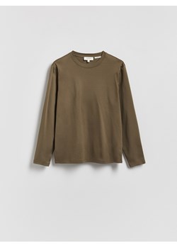 Reserved - Longsleeve z merceryzowanej bawełny - zielony ze sklepu Reserved w kategorii T-shirty męskie - zdjęcie 188326931