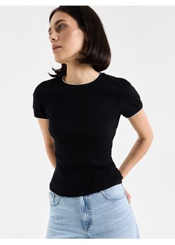 Mohito - Prążkowana czarna bluzka - czarny ze sklepu Mohito w kategorii Bluzki damskie - zdjęcie 188328630