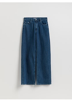 Reserved - Jeansy wide leg z dodatkiem lnu - granatowy ze sklepu Reserved w kategorii Jeansy damskie - zdjęcie 188331344
