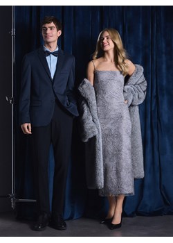 Reserved - Sukienka midi z aplikacjami - jasnoszary ze sklepu Reserved w kategorii Sukienki - zdjęcie 188331413