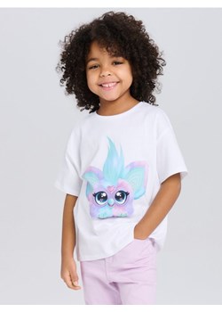 Sinsay - Bawełniana koszulka z nadrukiem FurReal Friends - biały ze sklepu Sinsay w kategorii Bluzki dziewczęce - zdjęcie 188332420