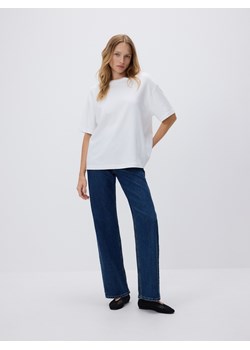 Reserved - T-shirt oversize z merceryzowanej bawełny - biały ze sklepu Reserved w kategorii Bluzki damskie - zdjęcie 188333140