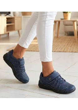 Granatowe półbuty damskie na rzep /G8-3 14629 T189/ ze sklepu Pantofelek24.pl w kategorii Półbuty damskie - zdjęcie 188334354