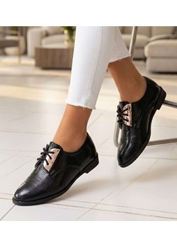 Czarne sznurowane dziewczęce półbuty /A6-2 14938 T039/ ze sklepu Pantofelek24.pl w kategorii Półbuty dziecięce - zdjęcie 188334373