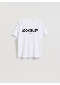 Reserved - T-shirt z nadrukiem - biały ze sklepu Reserved w kategorii Bluzki damskie - zdjęcie 188335162