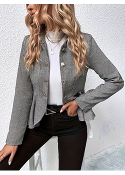 Damska jodełkowa kurtka plus size - Szary XL ze sklepu Intimica.pl w kategorii Kurtki damskie - zdjęcie 188335881