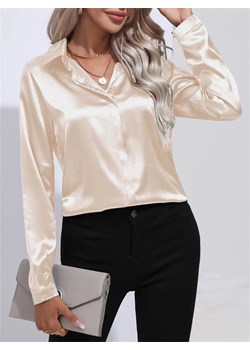 Damska satynowa klasyczna koszula - Beżowy S ze sklepu Intimica.pl w kategorii Koszule damskie - zdjęcie 188335911