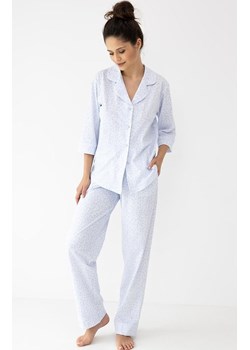 Sensis bawełniana piżama damska rozpinana Paloma 3/4, Kolor biało-niebieski, Rozmiar S, SENSIS ze sklepu Primodo w kategorii Piżamy damskie - zdjęcie 188336261