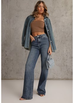 Niebieskie Jeansy Wide Leg High Waist z Bawełną i Dodatkiem Wiskozy Phrixanise ze sklepu renee.pl w kategorii Jeansy damskie - zdjęcie 188338341