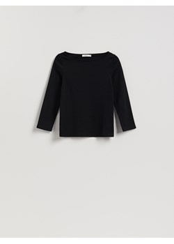 Reserved - Bawełniany longsleeve - czarny ze sklepu Reserved w kategorii Bluzki damskie - zdjęcie 188338373