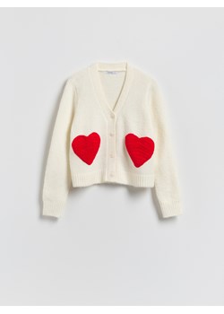 Reserved - Kardigan z haftem - kremowy ze sklepu Reserved w kategorii Swetry damskie - zdjęcie 188338380