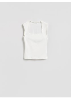 Reserved - Gładki top - biały ze sklepu Reserved w kategorii Bluzki damskie - zdjęcie 188338382