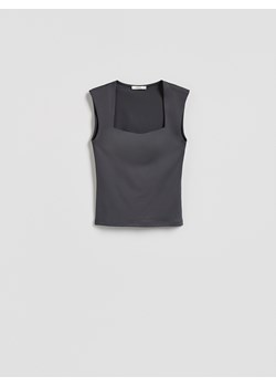 Reserved - Gładki top - ciemnoszary ze sklepu Reserved w kategorii Bluzki damskie - zdjęcie 188338384