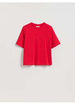 Reserved - T-shirt regular z haftem - czerwony ze sklepu Reserved w kategorii Bluzki damskie - zdjęcie 188338422
