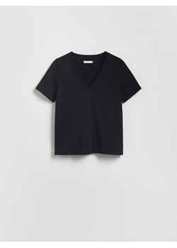 Reserved - T-shirt regular z dekoltem V - czarny ze sklepu Reserved w kategorii Bluzki damskie - zdjęcie 188338504