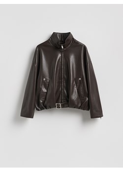 Reserved - Kurtka ze stójką z imitacji skóry - ciemnobrązowy ze sklepu Reserved w kategorii Kurtki damskie - zdjęcie 188338533