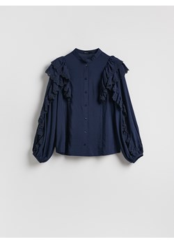 Reserved - Koszula z falbanami - granatowy ze sklepu Reserved w kategorii Bluzki damskie - zdjęcie 188338714
