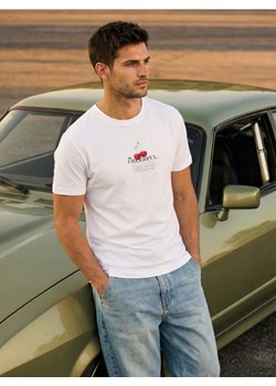 Sinsay - Bawełniana koszulka z nadrukiem - biały ze sklepu Sinsay w kategorii T-shirty męskie - zdjęcie 188339692