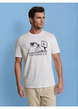 Sinsay - Bawełniana koszulka z nadrukiem - biały ze sklepu Sinsay w kategorii T-shirty męskie - zdjęcie 188339773