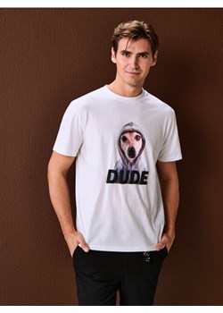 Sinsay - Bawełniana koszulka z nadrukiem - biały ze sklepu Sinsay w kategorii T-shirty męskie - zdjęcie 188339832