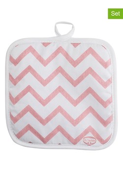 Dr. Oetker Łapki kuchenne (2 szt.) "Retro" w kolorze szarym i jasnoróżowym - 20 x 20 cm ze sklepu Limango Polska w kategorii Tekstylia kuchenne - zdjęcie 188344950