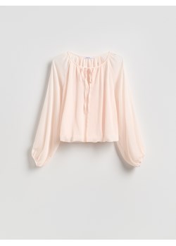 Reserved - Bluzka z wiązaniem - pastelowy róż ze sklepu Reserved w kategorii Bluzki damskie - zdjęcie 188347202