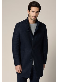 Płaszcz Granatowy w Mikrowzór z Wełną Tilburg ze sklepu Lancerto S.A. w kategorii Płaszcze męskie - zdjęcie 188347404