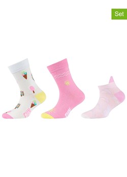 Fun Socks Skarpety (3 pary) w kolorze jasnoróżowo-różowym ze wzorem ze sklepu Limango Polska w kategorii Skarpetki dziecięce - zdjęcie 188348924