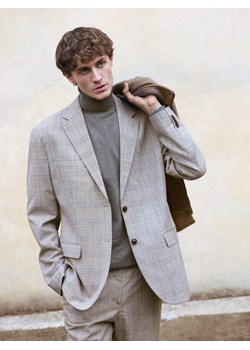 Reserved - Marynarka slim fit w kratę - brązowy ze sklepu Reserved w kategorii Marynarki męskie - zdjęcie 188350000