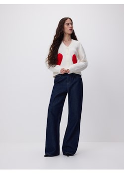 Reserved - Kardigan z haftem - kremowy ze sklepu Reserved w kategorii Swetry damskie - zdjęcie 188350560