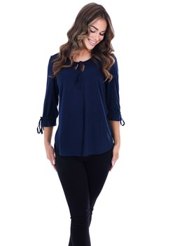 Bluzka FBZ1034DW GRANATOWY gładki ze sklepu fokus.pl w kategorii Bluzki damskie - zdjęcie 188351260