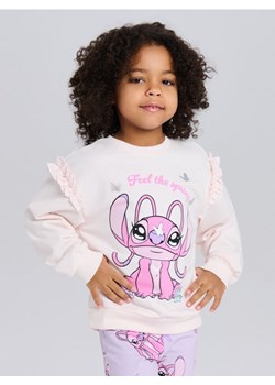 Sinsay - Bawełniana bluza crewneck z nadrukiem Lilo & Stitch - kremowy ze sklepu Sinsay w kategorii Bluzy dziewczęce - zdjęcie 188351814