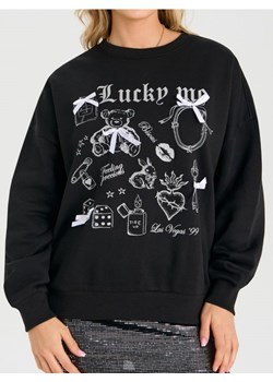 Sinsay - Bluza crewneck z nadrukiem i kokardami - czarny ze sklepu Sinsay w kategorii Bluzy damskie - zdjęcie 188351853