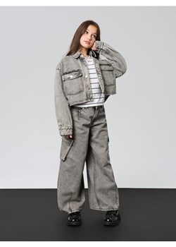 Sinsay - Jeansy wide leg z efektem sprania - szary ze sklepu Sinsay w kategorii Spodnie dziewczęce - zdjęcie 188351862