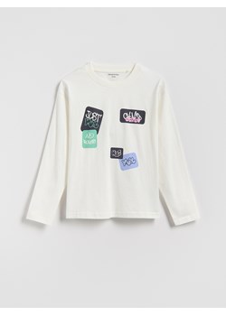 Reserved - Bawełniany longsleeve - złamana biel ze sklepu Reserved w kategorii T-shirty chłopięce - zdjęcie 188353503
