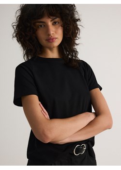Reserved - Bawełniany t-shirt regular - czarny ze sklepu Reserved w kategorii Bluzki damskie - zdjęcie 188353701