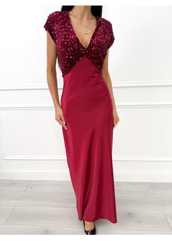 Bordowa Sukienka Maxi z Cekinową Górą ze sklepu ModnaKiecka.pl w kategorii Sukienki - zdjęcie 188356883