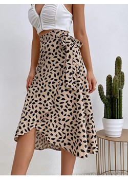 Asymetryczna spódnica midi - Beżowy S ze sklepu Intimica.pl w kategorii Spódnice - zdjęcie 188358012