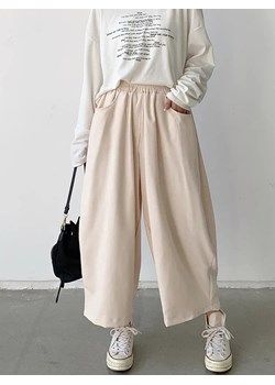 Damskie szerokie spodnie baggy - Beżowy M ze sklepu Intimica.pl w kategorii Spodnie damskie - zdjęcie 188358100