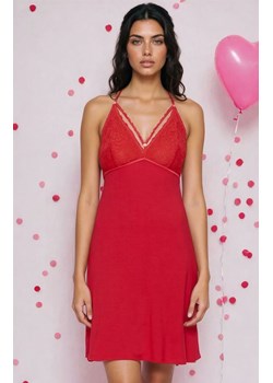 Czerwona koszula nocna damska 54/2-219/714, Kolor czerwony, Rozmiar L, Miss Fabio ze sklepu Intymna w kategorii Koszule nocne - zdjęcie 188358971