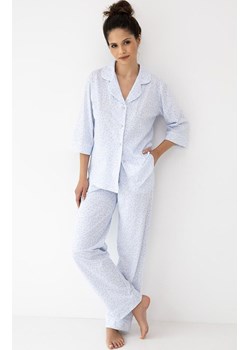 Sensis bawełniana piżama damska rozpinana Paloma 3/4, Kolor biało-niebieski, Rozmiar S, SENSIS ze sklepu Intymna w kategorii Piżamy damskie - zdjęcie 188358994
