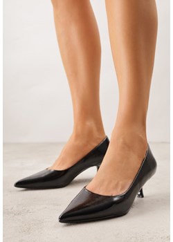 Czarne Czółenka na Obcasie Typu Kaczuszka Hollybloom ze sklepu born2be.pl w kategorii Czółenka - zdjęcie 188361161