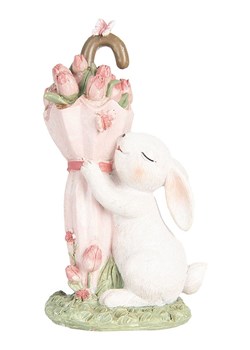 Clayre &amp; Eef Figurka dekoracyjna w kolorze biało-jasnoróżowo-zielonym - 9 x 15 x 7 cm ze sklepu Limango Polska w kategorii Dekoracje - zdjęcie 188369501