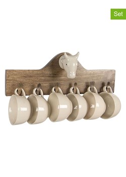 Clayre &amp; Eef 7-częściowy zestaw w kolorze brązowo-kremowym - 48 x 17 x 9 cm ze sklepu Limango Polska w kategorii Regały i witryny - zdjęcie 188370163