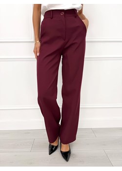 Burgundowe Eleganckie Spodnie z Prostymi Nogawkami ze sklepu ModnaKiecka.pl w kategorii Spodnie damskie - zdjęcie 188372780