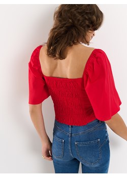 Mohito - Czerwona bluzka z bufiastymi rękawami - czerwony ze sklepu Mohito w kategorii Bluzki damskie - zdjęcie 188373021